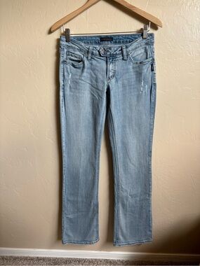 Y2K Low Rise Light Blue Silver Jeans Size 28 Tuesday Slim Boot Bootcut 2000s